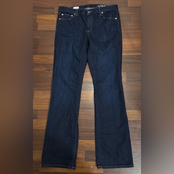 Gap 1969 Womens Real Straight Leg Perfect Boot Stretch Denim Jeans Blue Size 32L - Picture 1 of 4